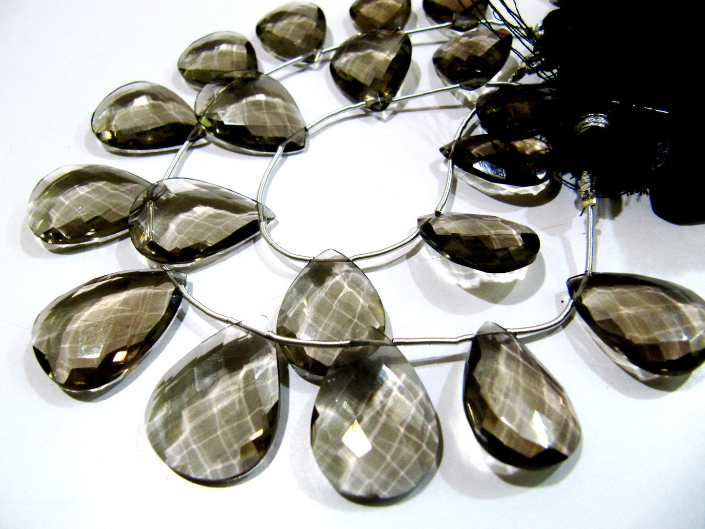 Smoky Hydro Quartz Pear shape Briolette Faceted Beads Size 15x20mm to 18x25mm Beads Strand 8 inches Long Jewelry making quartz beads