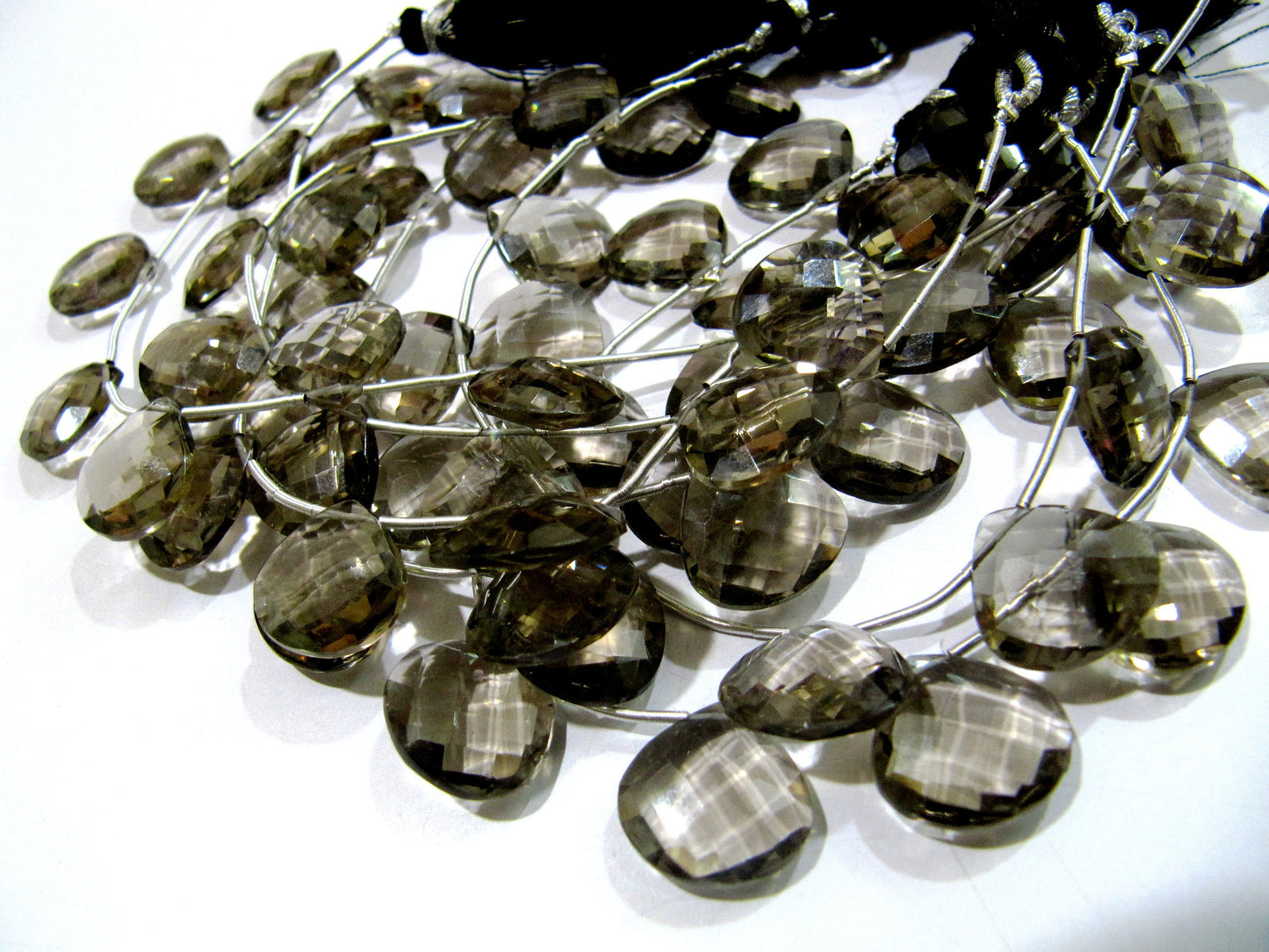 Smoky Quartz Heart shape Briolette Faceted Beads Size 13mm Beads Strand 8 inches Long Jewelry making Gemstone beads