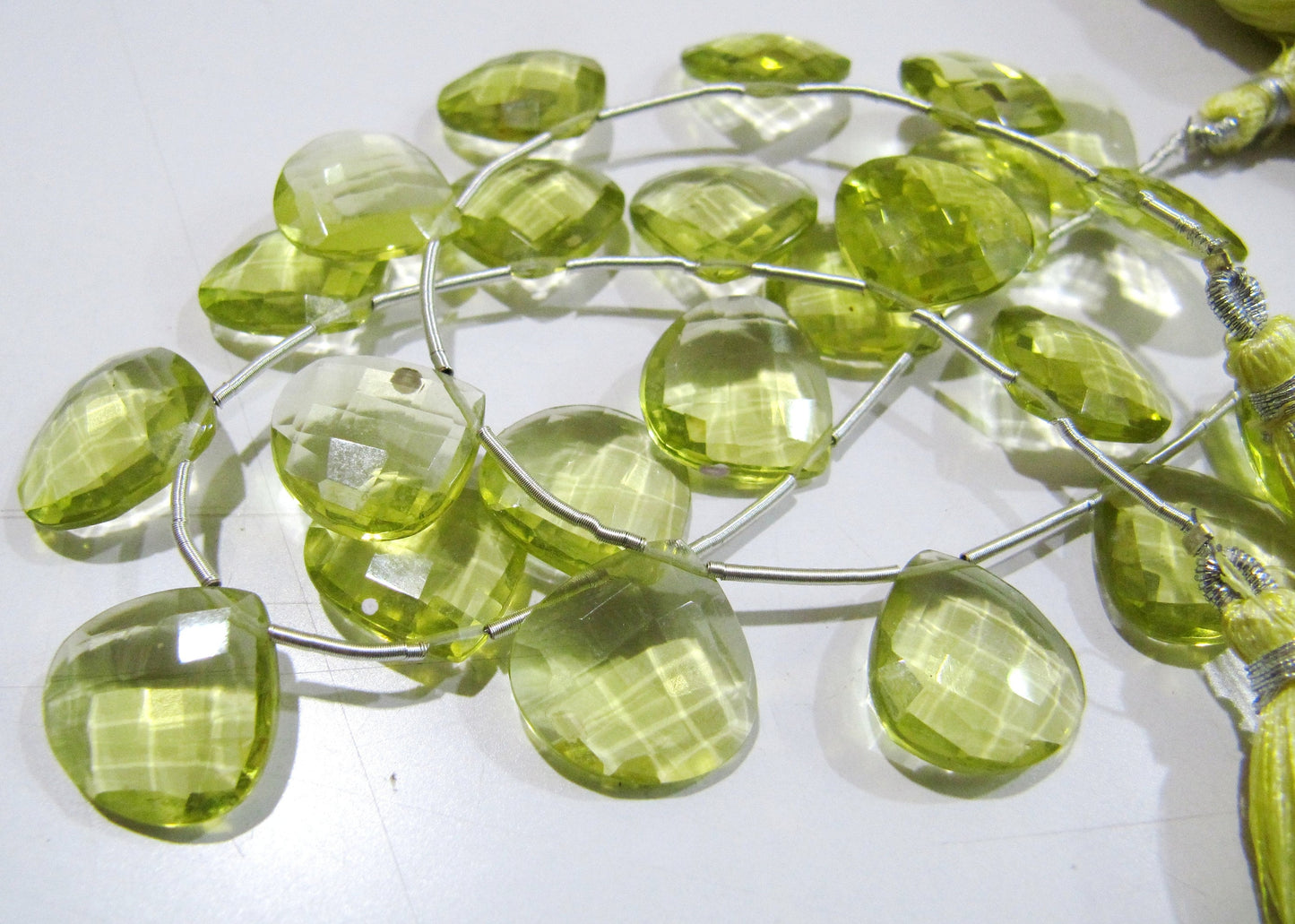 Lemon Hydro Quartz Heart shape Briolette Faceted Beads Size 14mm Beads Strand 8 inches Long Jewelry making beads