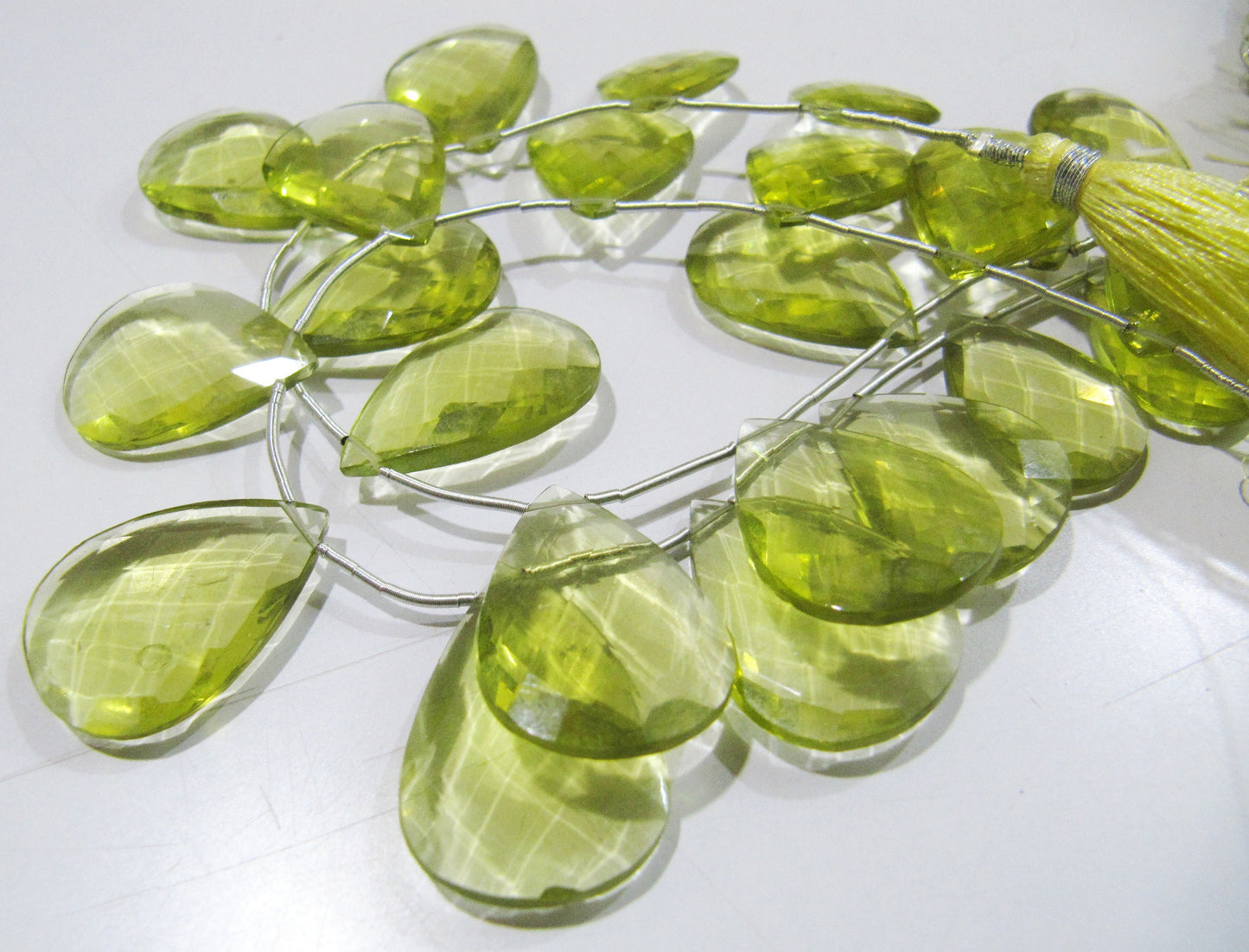 Lemon Hydro Quartz Pear shape Briolette Faceted Beads Size 15x20mm to 18x25mm Beads Strand 8 inches Long Jewelry making Hydro quartz beads