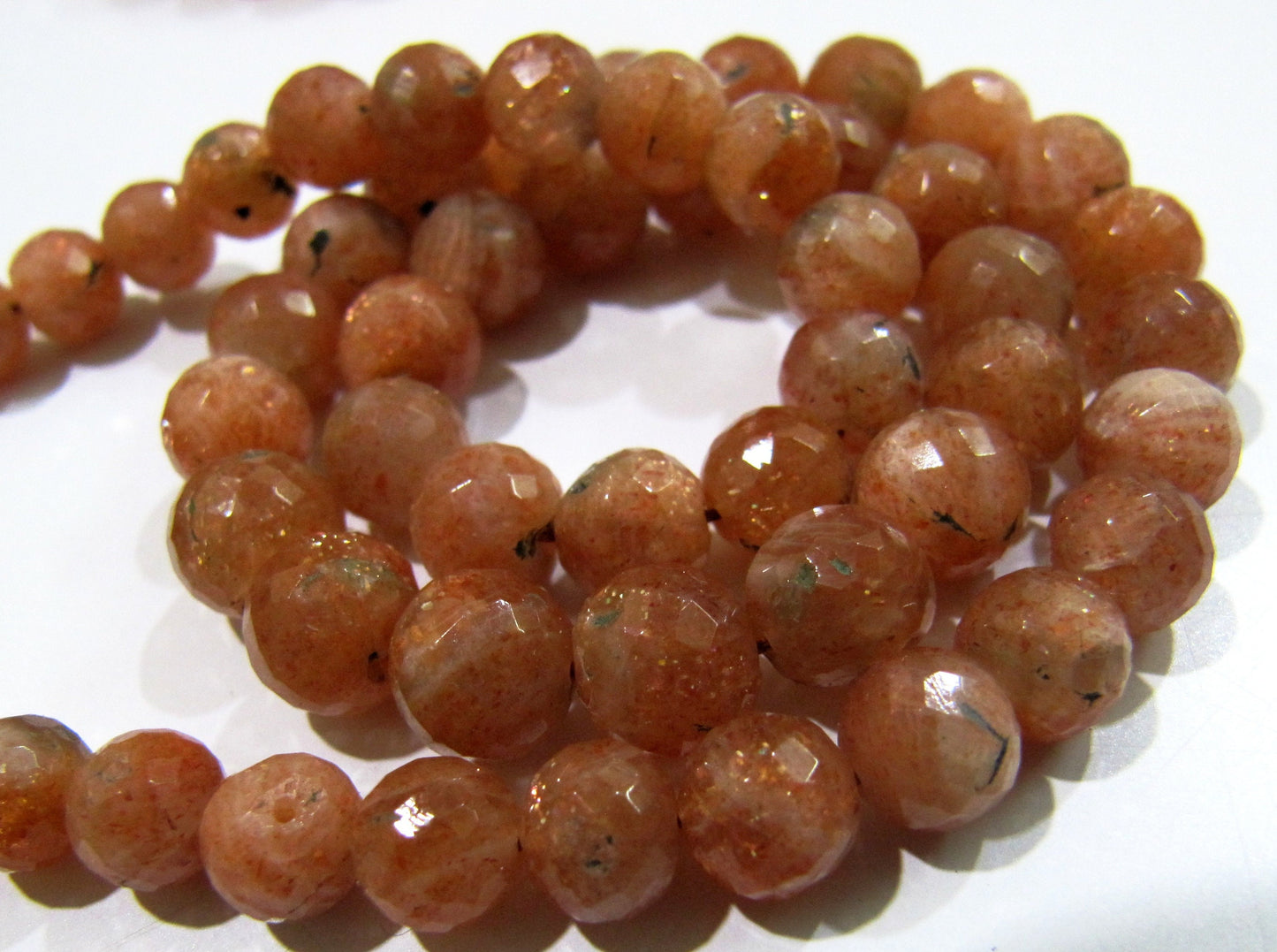20 Loose Beads- Natural Sunstone Faceted Round Beads / 5 to 8mm Size Genuine Sunstone Beads / Gemstone Beads / Birth Stone- Wholesale Prices
