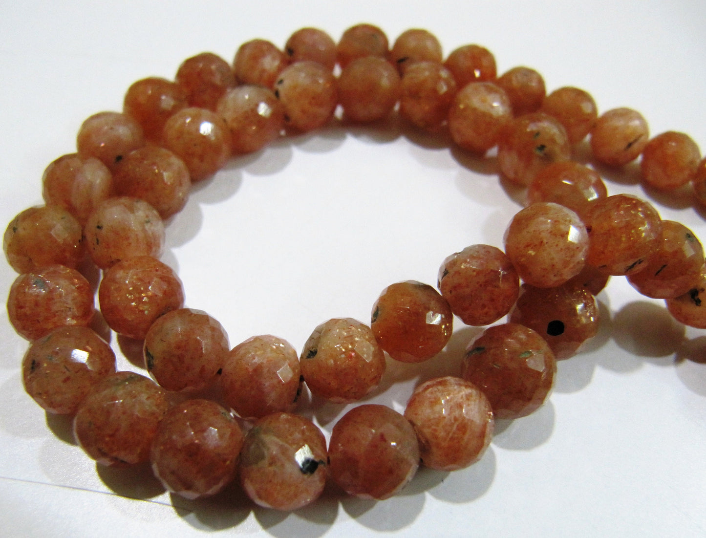 20 Loose Beads- Natural Sunstone Faceted Round Beads / 5 to 8mm Size Genuine Sunstone Beads / Gemstone Beads / Birth Stone- Wholesale Prices