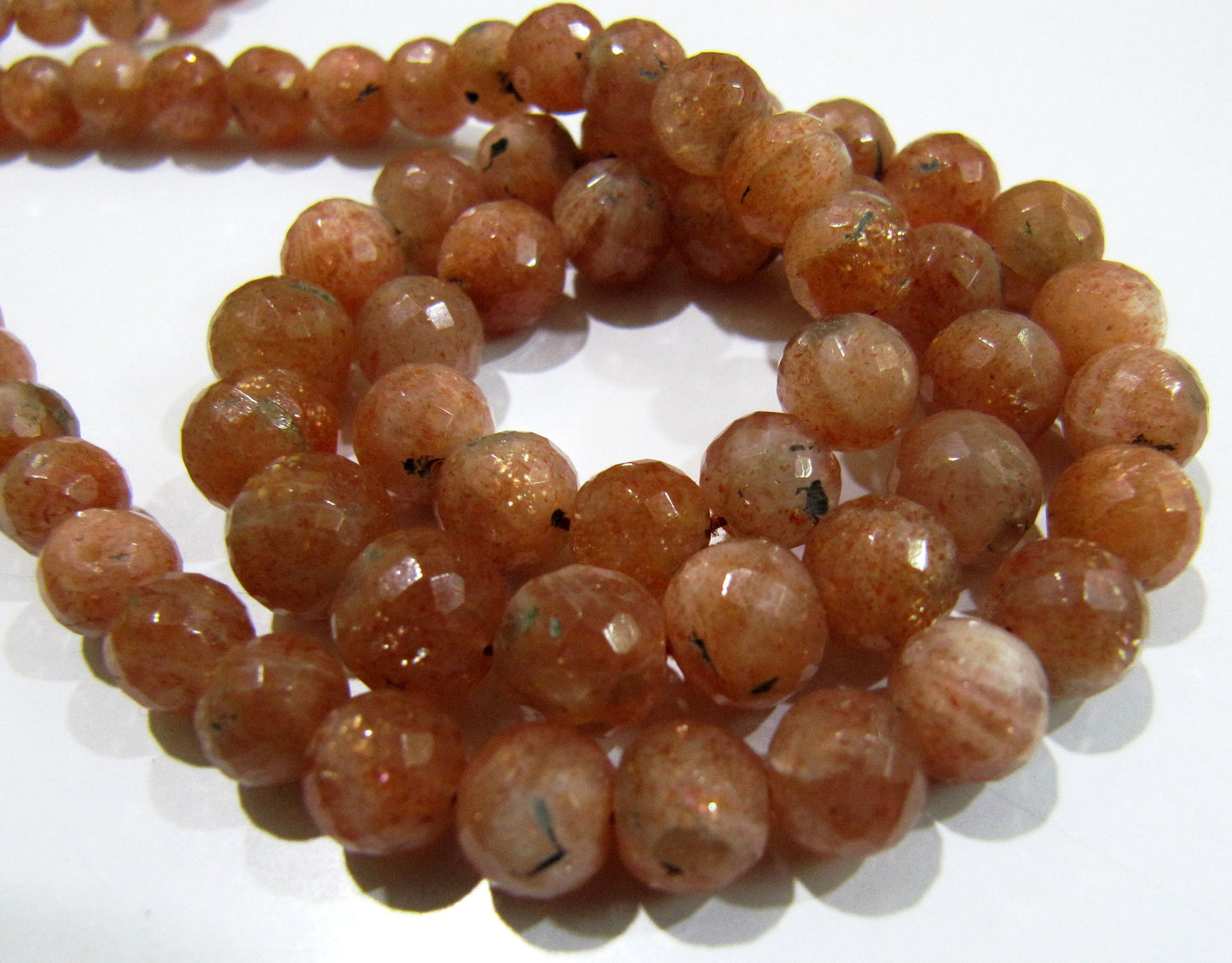 20 Loose Beads- Natural Sunstone Faceted Round Beads / 5 to 8mm Size Genuine Sunstone Beads / Gemstone Beads / Birth Stone- Wholesale Prices