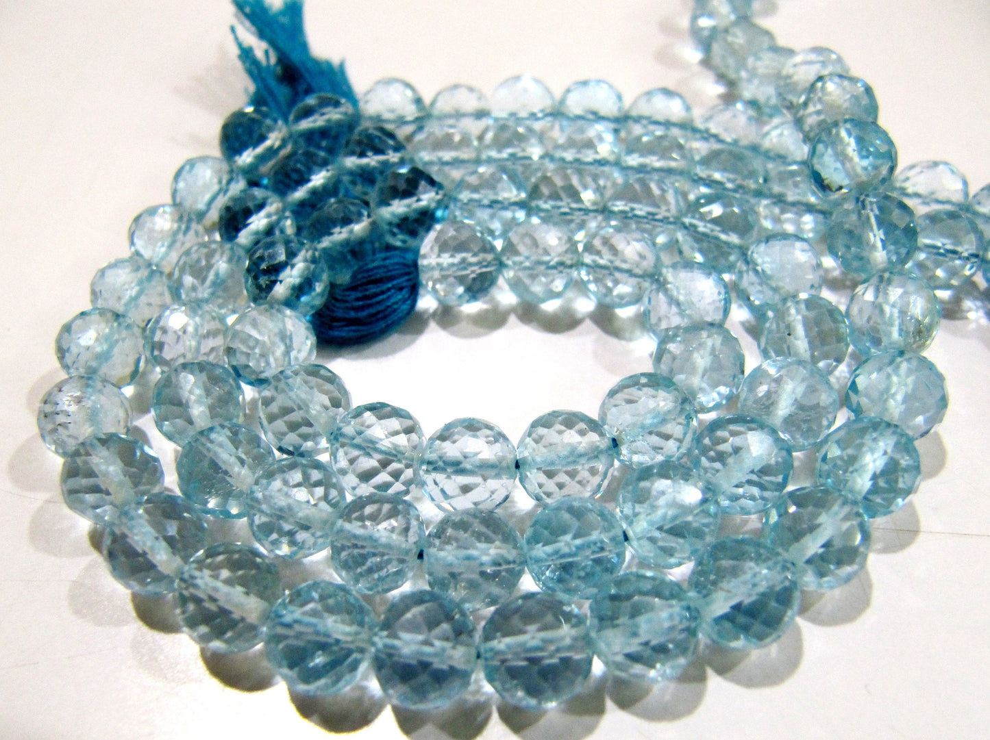 Super Fine Quality Natural Blue Topaz Faceted Round Beads Genuine Blue Topaz Gemstone Beads 5-6mm Size BT Gemstone Strand 5 inch long