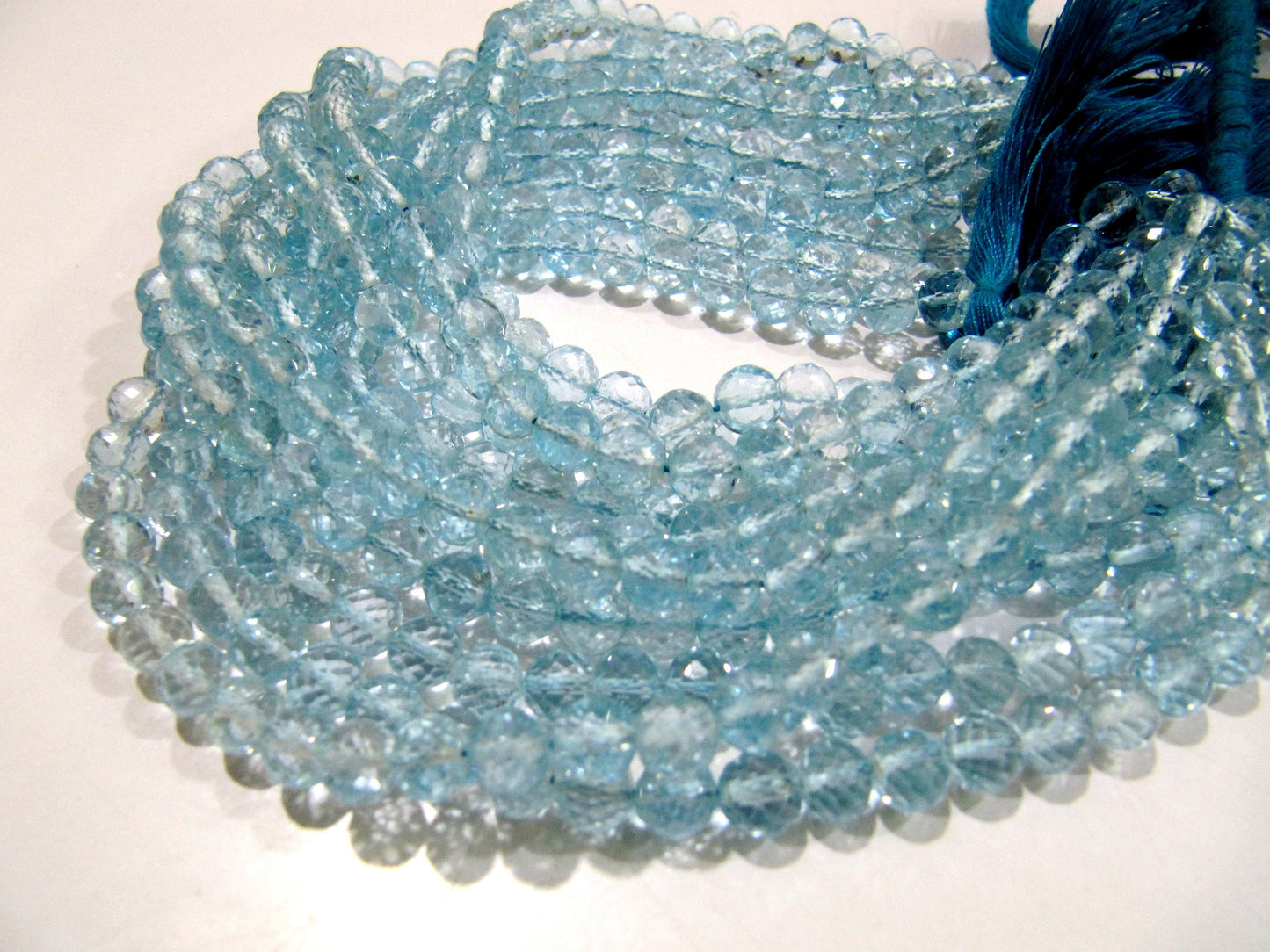 Super Fine Quality Natural Blue Topaz Faceted Round Beads Genuine Blue Topaz Gemstone Beads 5-6mm Size BT Gemstone Strand 5 inch long