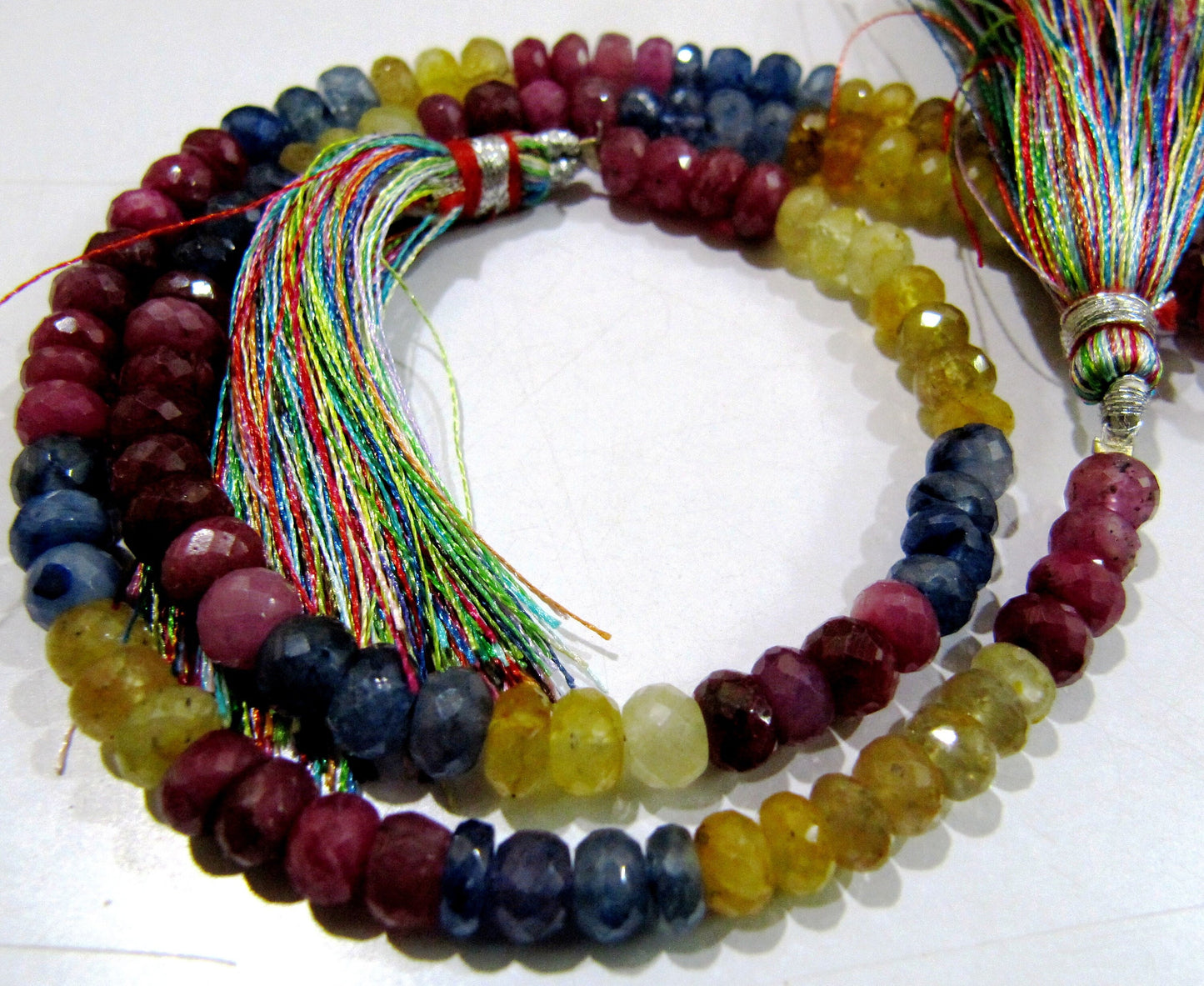 AAA Quality Natural Multi Sapphire Beads Rondelle Faceted Multi Sapphire Beads Size 5 to 7mm Strand 8" long Micro Faceted Precious Beads