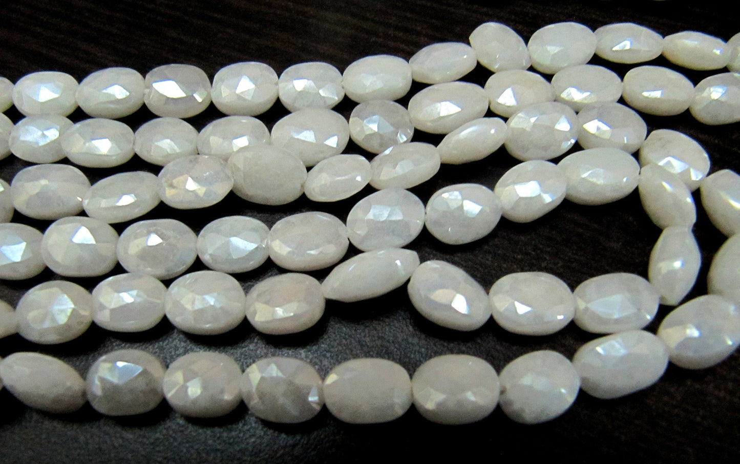 Natural Silverite Beads 10mm Size Top Quality Oval faceted Silverite Chalcedony Beads Strand 14 inches long Mystic Silver Coated