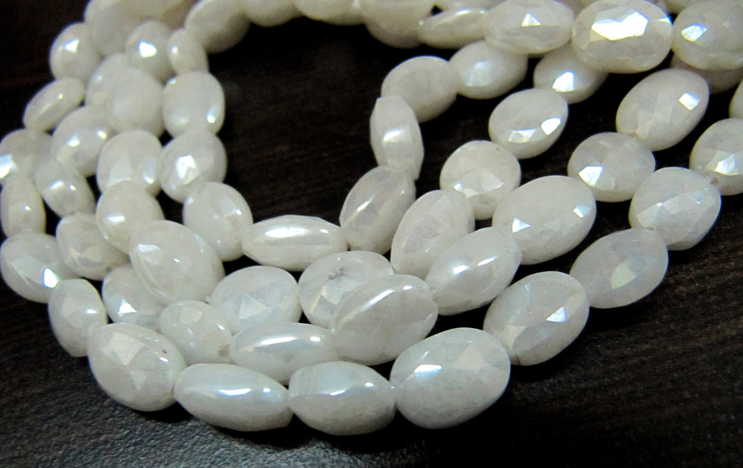 Natural Silverite Beads 10mm Size Top Quality Oval faceted Silverite Chalcedony Beads Strand 14 inches long Mystic Silver Coated