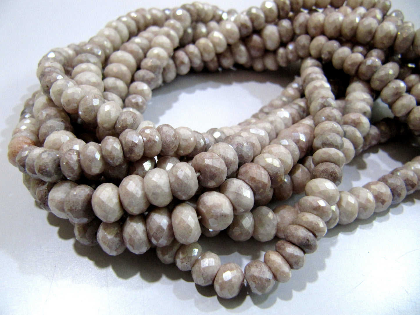 Natural Grey Silverite Beads Rondelle Faceted Silverite Chalcedony Beads Size 7-8mm Strand 8 inches Long