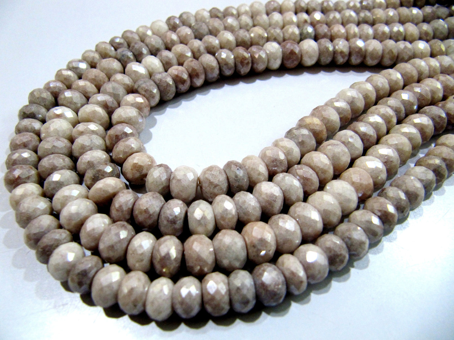 Natural Grey Silverite Beads Rondelle Faceted Silverite Chalcedony Beads Size 7-8mm Strand 8 inches Long