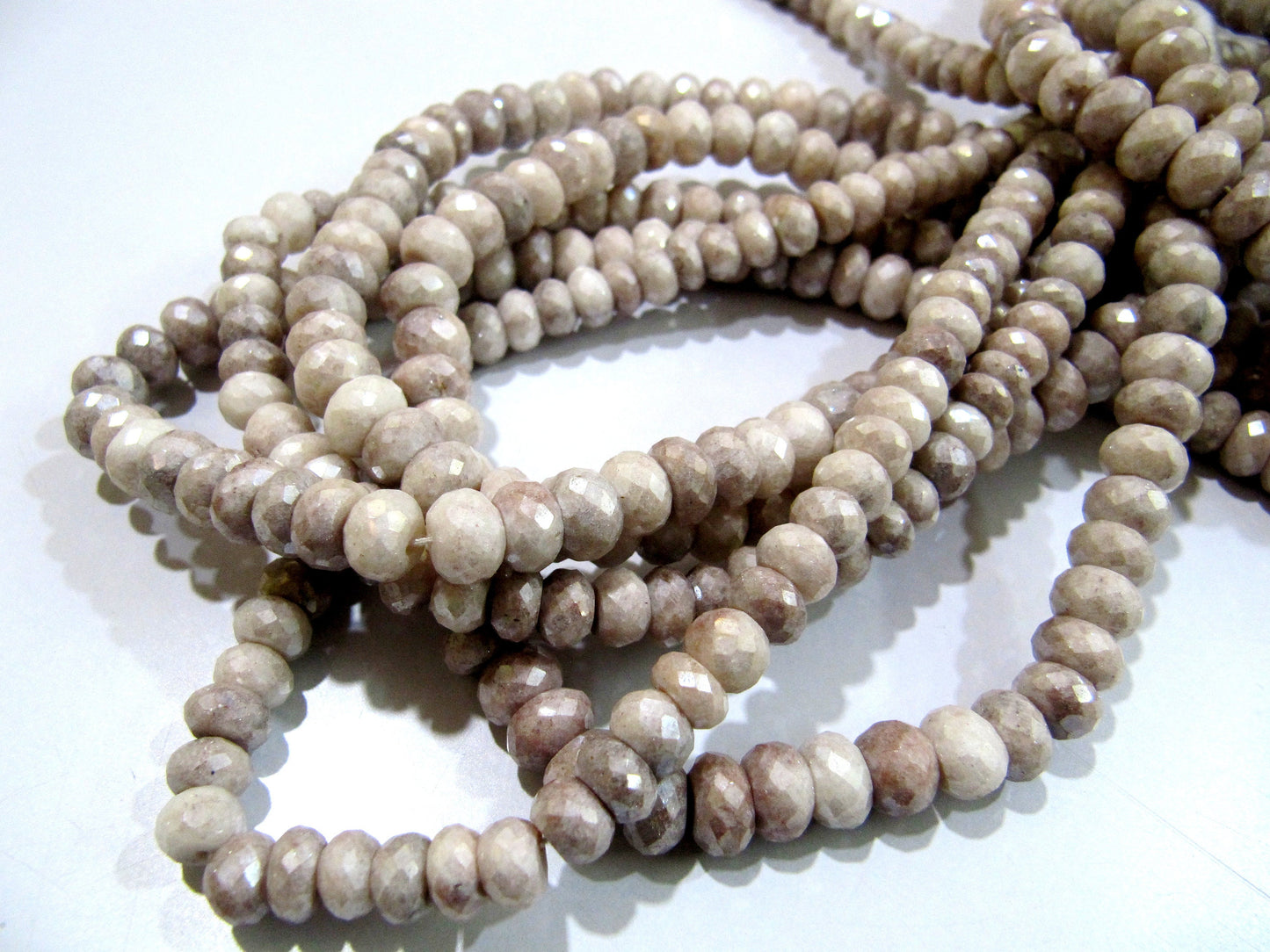 Natural Grey Silverite Beads Rondelle Faceted Silverite Chalcedony Beads Size 7-8mm Strand 8 inches Long
