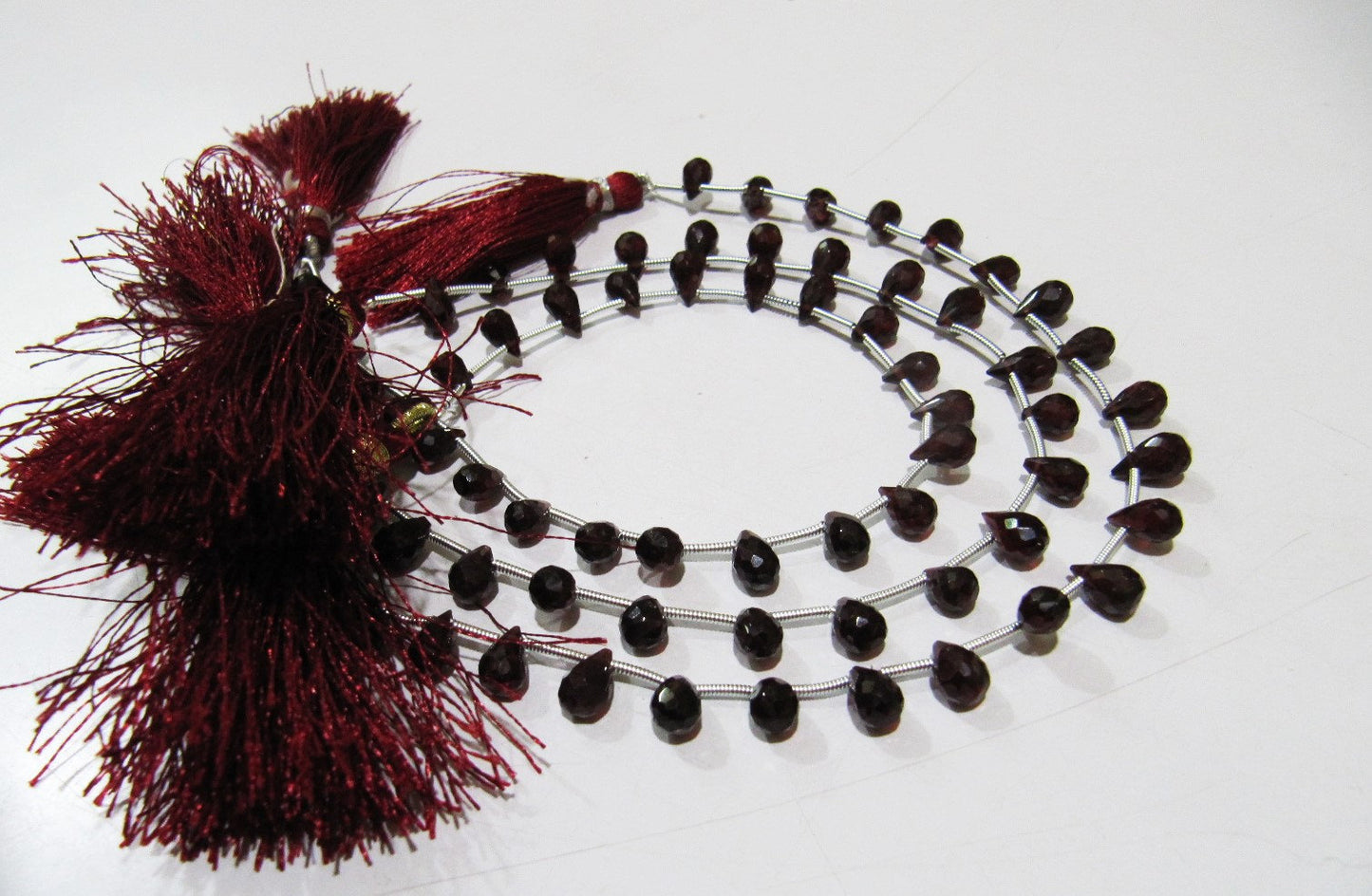 AAA Quality Natural Mozambique Garnet Gemstone Bead, Briolette Teardrop Shape, 5x8mm to 6x10mm Size Garnet Beads, Strand 8 inch long