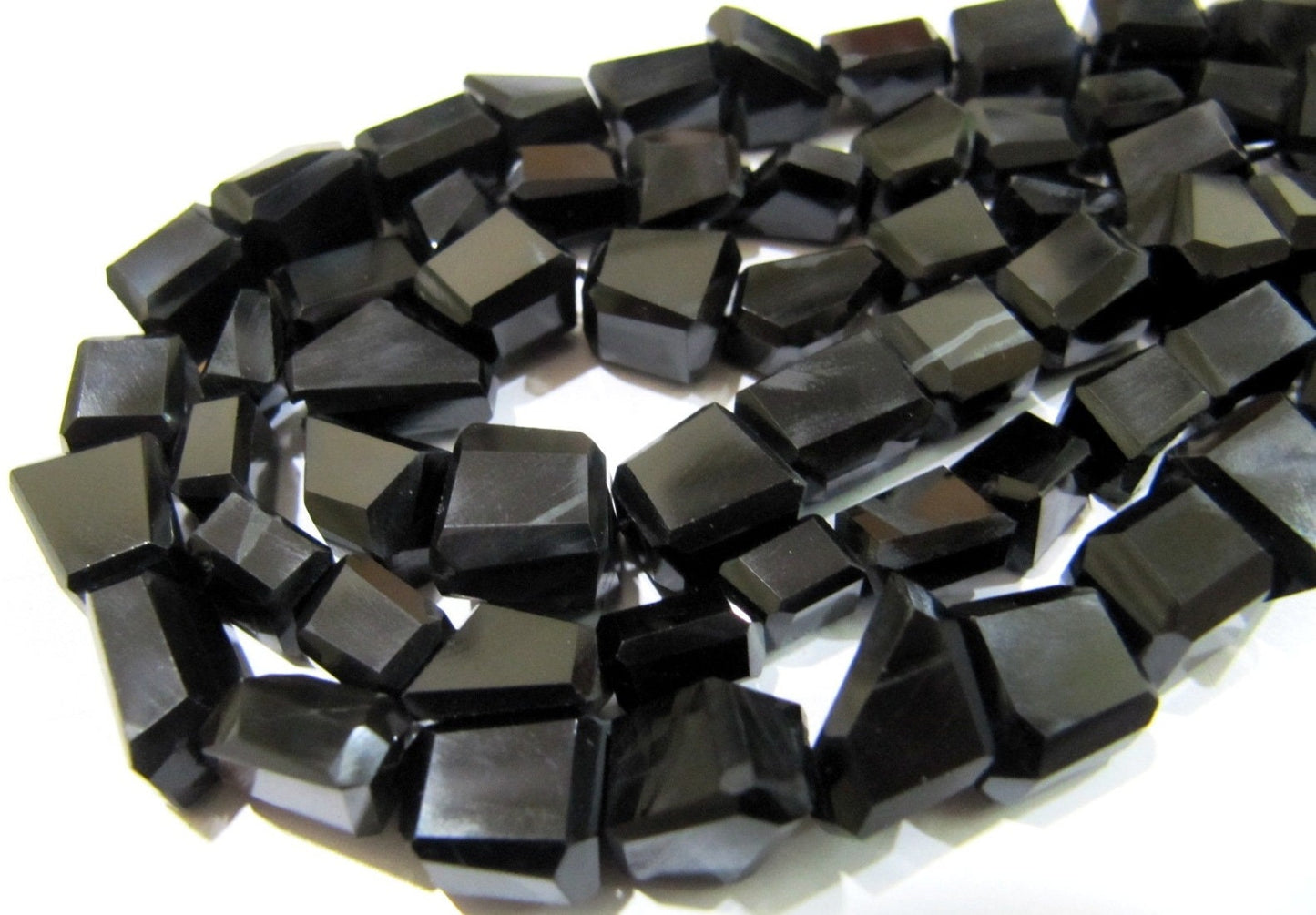 Natural Black Spinel Laser Cut Beads / Nugget Shape Genuine Black Color Beads 10mm to 12mm Strand 10 inches Semi Precious Gemstones