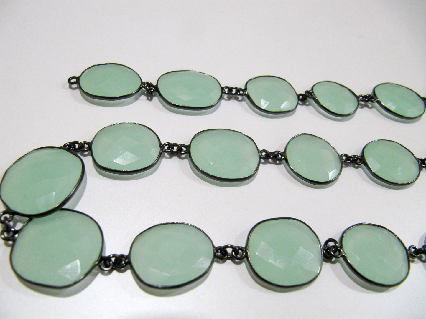 Aqua Chalcedony Nugget Briolette Connector Chain Uneven Free Shape 15x20mm Sold Per Foot High quality Handmade Bezel Chain