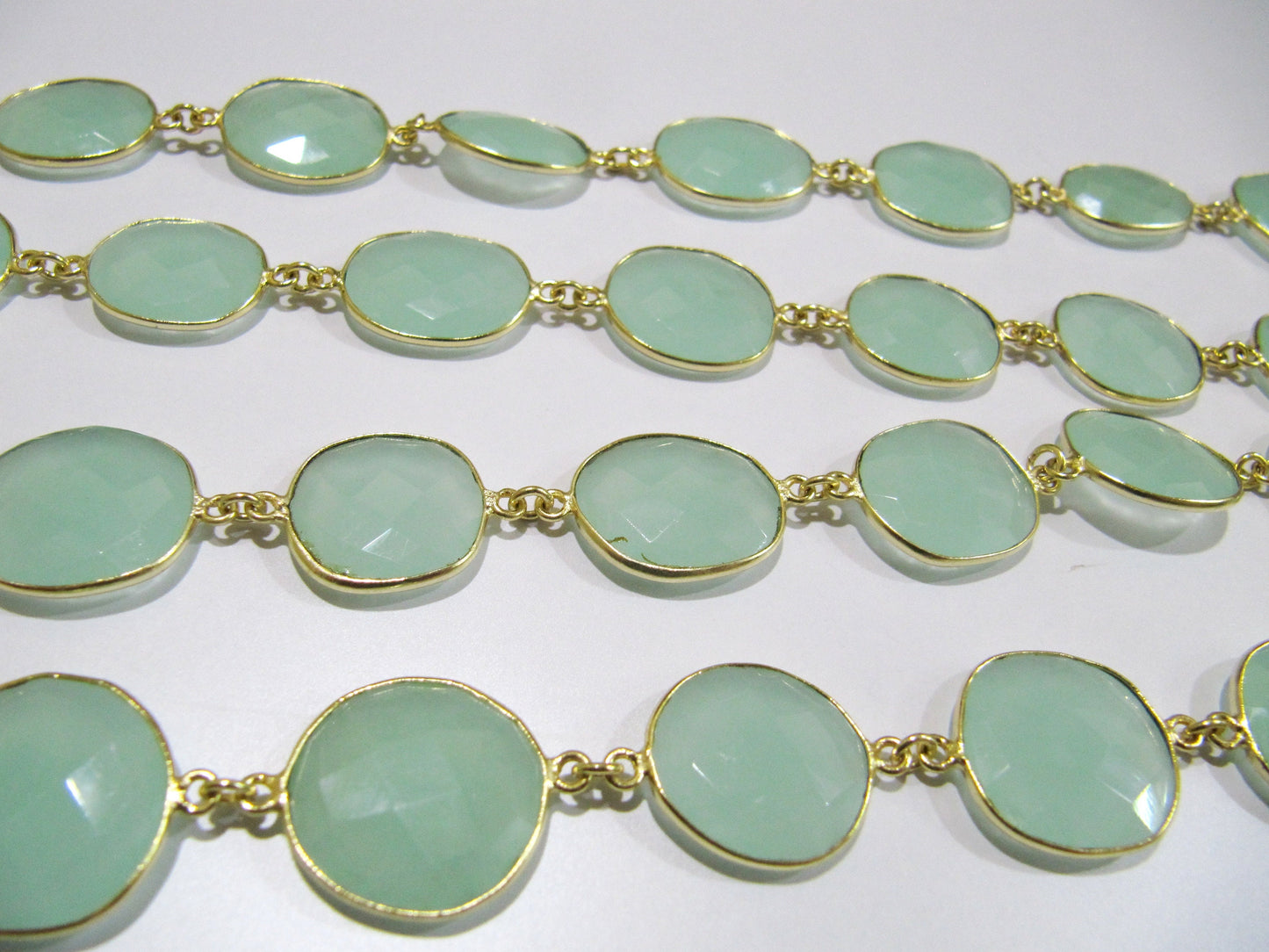 Aqua Chalcedony Nugget Briolette Connector Chain Uneven Free Shape 15x20mm Sold Per Foot High quality Handmade Bezel Chain