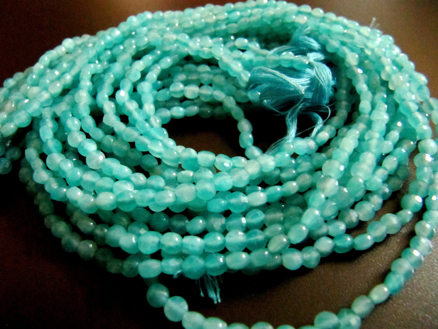 Natural Russian Amazonite Faceted Coin Beads Size Exact 4mm, Micro Size Strand 13 Inches Long, Jewelry Making Wholesale Rate Gemstones