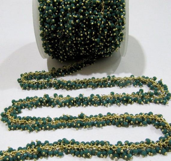 3 Ft- Faceted Peruvian Chalcedony Grape Chain Hydro Quartz 2.5mm Faceted Wire Wrap Rosary Beaded Angoori Chain Wholesale Price