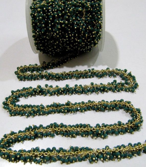 3 Ft- Faceted Peruvian Chalcedony Grape Chain Hydro Quartz 2.5mm Faceted Wire Wrap Rosary Beaded Angoori Chain Wholesale Price