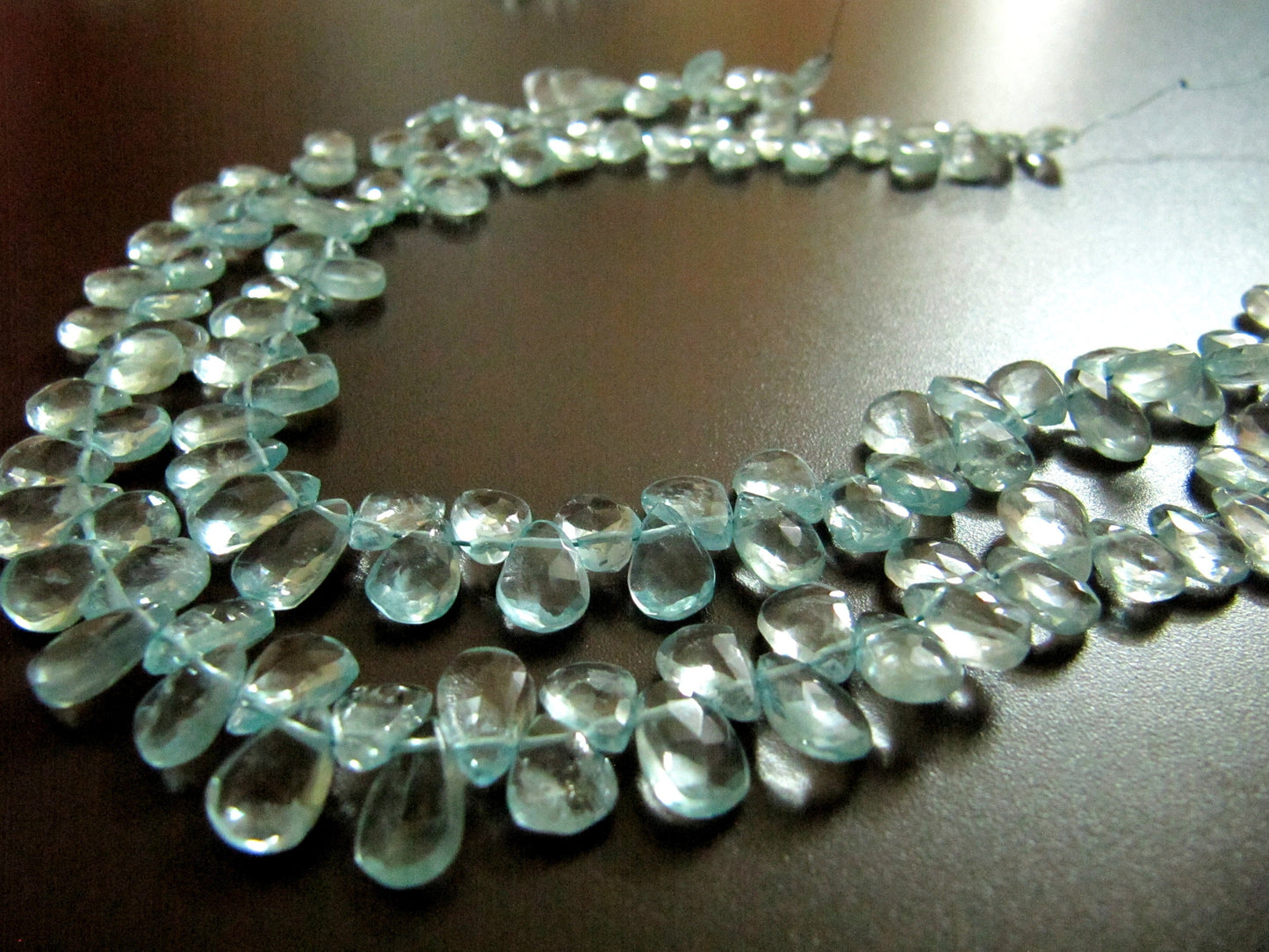 Natural Aquamarine Pear Shape Briolette Faceted 6X9mm Approx Gemstone Beads Strand 8inches long Top Quality Wholesale Prices