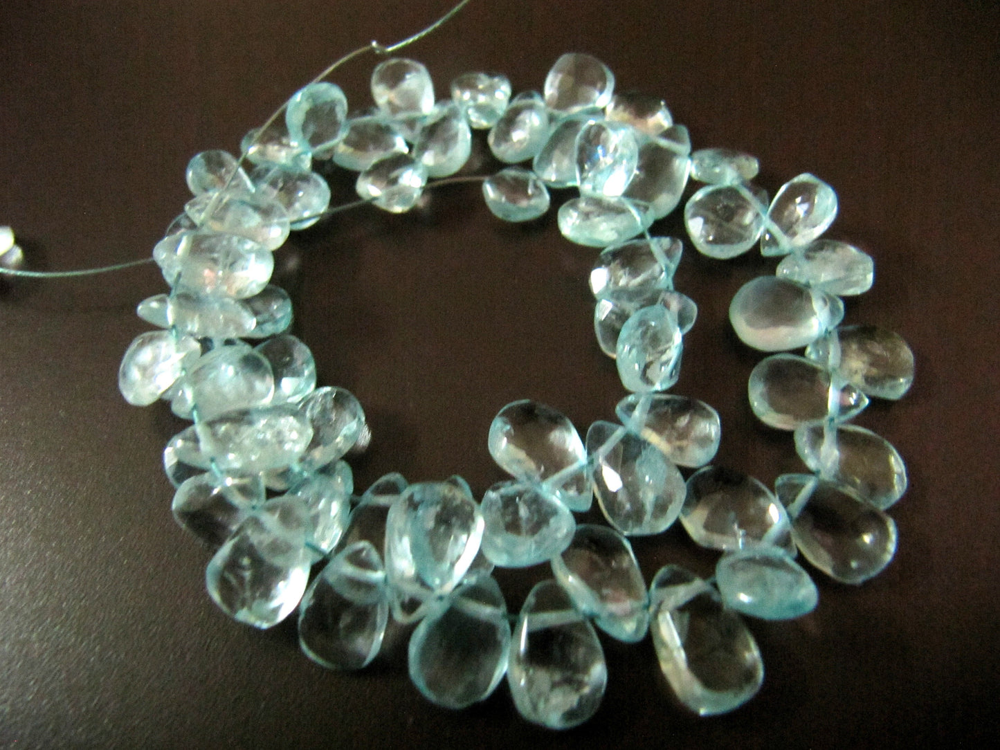 Natural Aquamarine Pear Shape Briolette Faceted 6X9mm Approx Gemstone Beads Strand 8inches long Top Quality Wholesale Prices