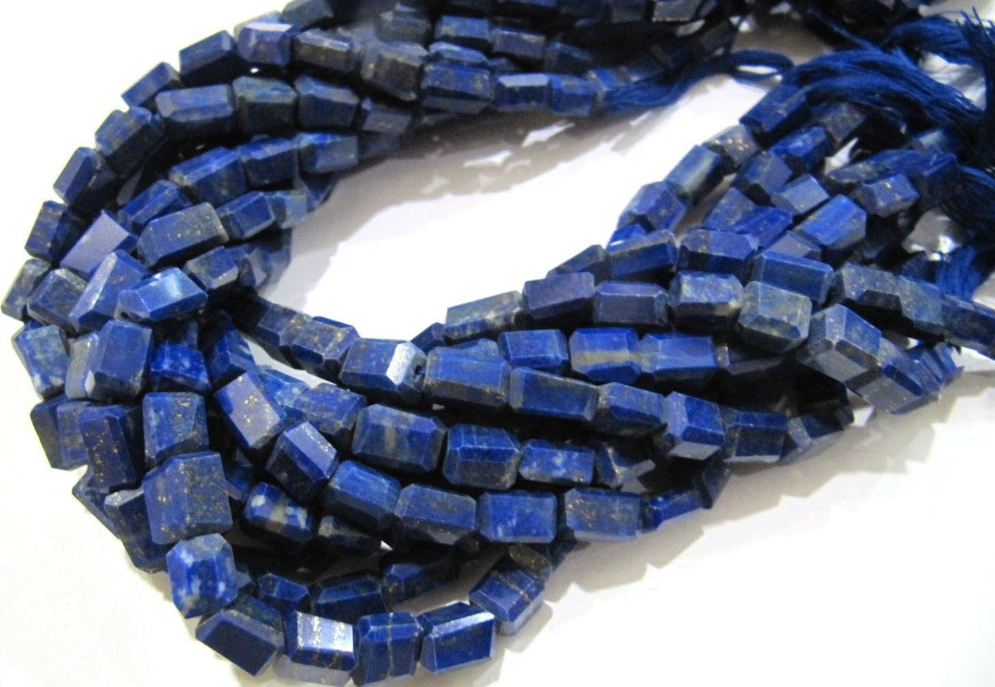 Natural Lapis Lazuli Nugget Shape Laser Cut Tumbled 8mm To 10mm Beads, Blue Color Jewelry Making Beads Strand 8 Inches Long Sold Per Strand