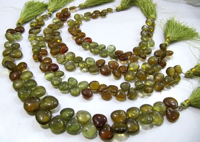Natural Multi Green Apatite Heart Shape Smooth Plain Briolette 8mm To 10mm Beads Multi Color Jewelry Making Beads Strand 8 Inches Long