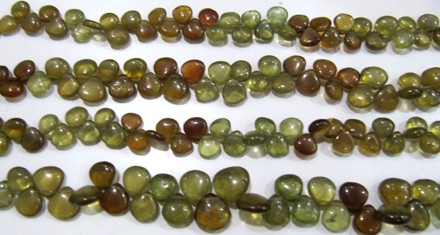 Natural Multi Green Apatite Heart Shape Smooth Plain Briolette 8mm To 10mm Beads Multi Color Jewelry Making Beads Strand 8 Inches Long