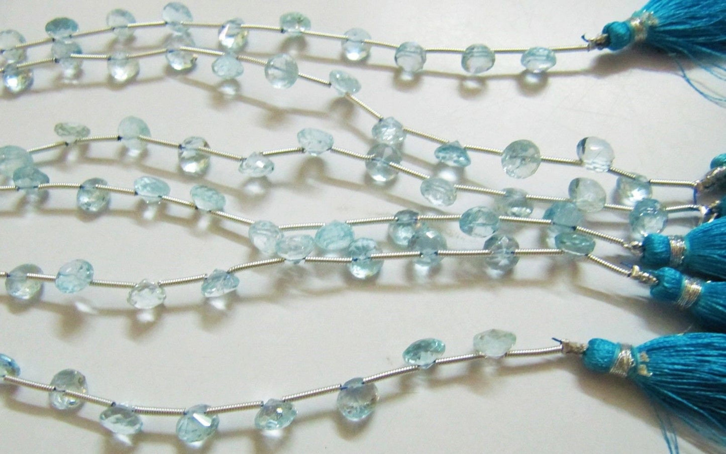 Natural Genuine Blue Topaz Onion Shape Faceted Sky BT 6-7mm Untreated Beads Strand 8 Inches long, Sky Blue Color Gemstone Beads Wholesale