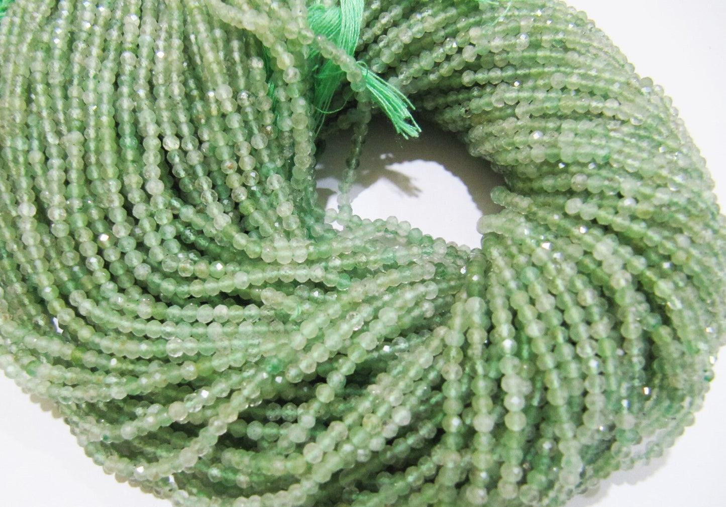 Natural Green Rutilated 2mm Rondelle Faceted Beads 13inch Long SemiPrecious Green Color Beads Making Jewelry Sold Per Strand Wholesale Price