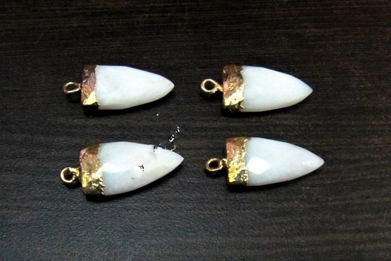 Beautiful White Agate Bullet Nugget Charm Pendant / Single Loop Slice Stick Cap Pendant / 20 to 25 mm Connector Charm sold per piece