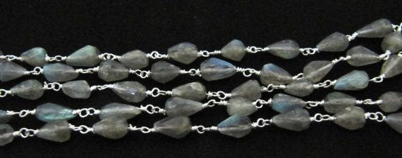 Natural Labradorite Drop Faceted Grey Beaded Rosary Chain High Quality Semi Precious Beads Wholesale Prices Gemstone chain