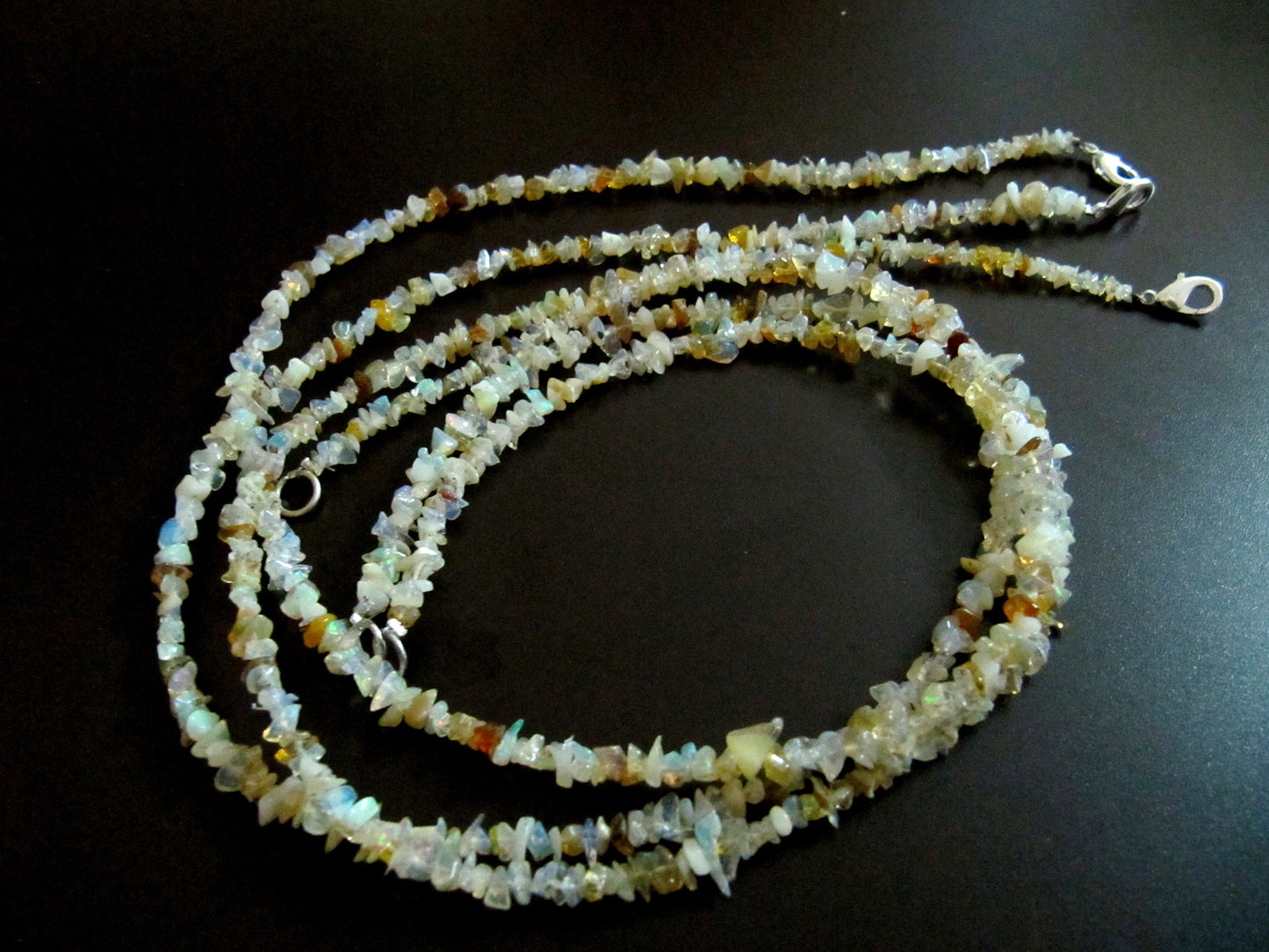 Natural Ethiopian Opal Irregular Chip Gravel Uncut Nugget 4mm To 5mm Beaded Necklace Strand 18 Inches Long Sold Per Piece