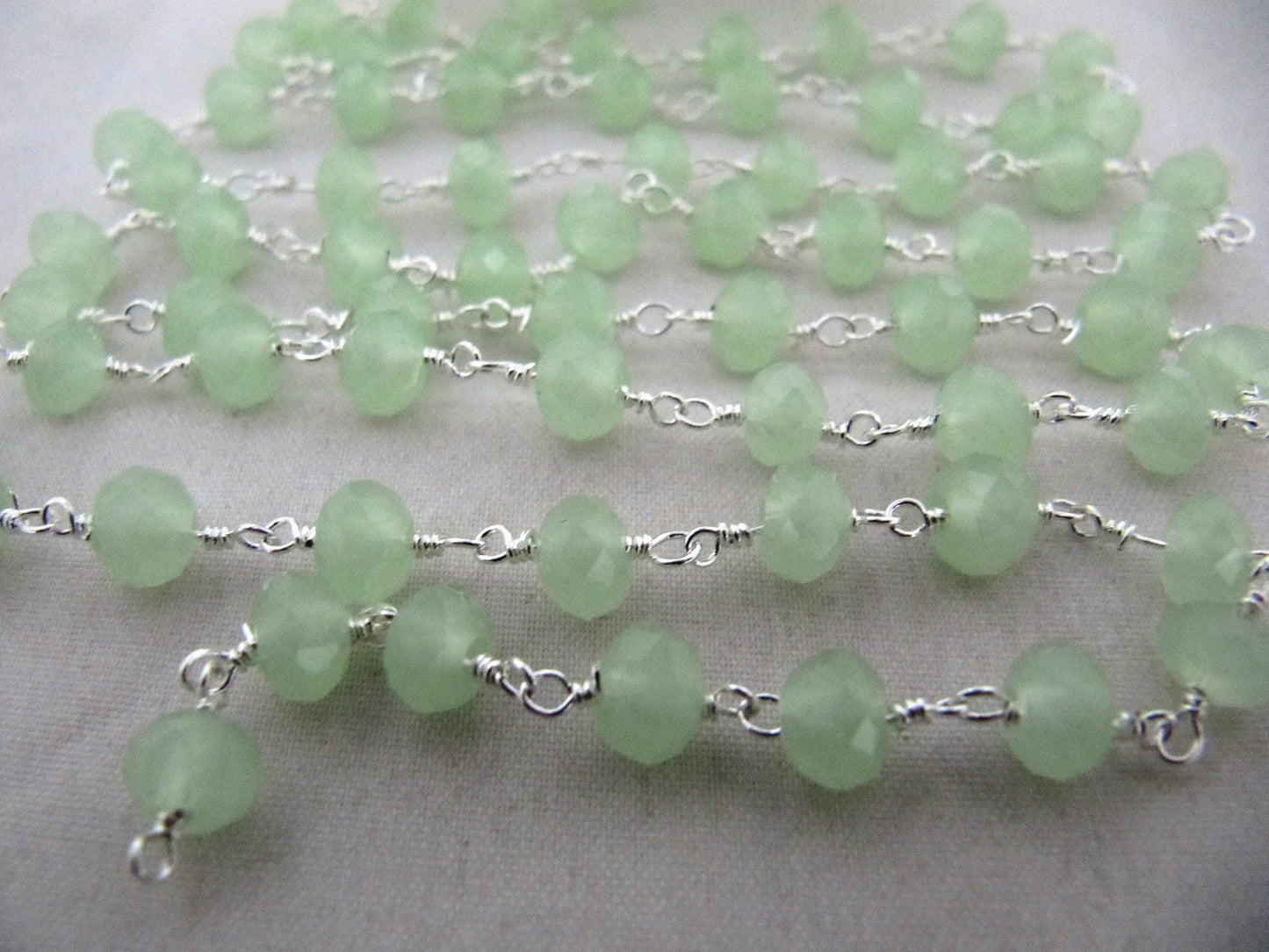 3 Ft-Green Chalcedony Rondelle Faceted Beaded Aati Chain 6mm Size Hydro Quartz Bead Chain Wholesale Prices gemstone chain