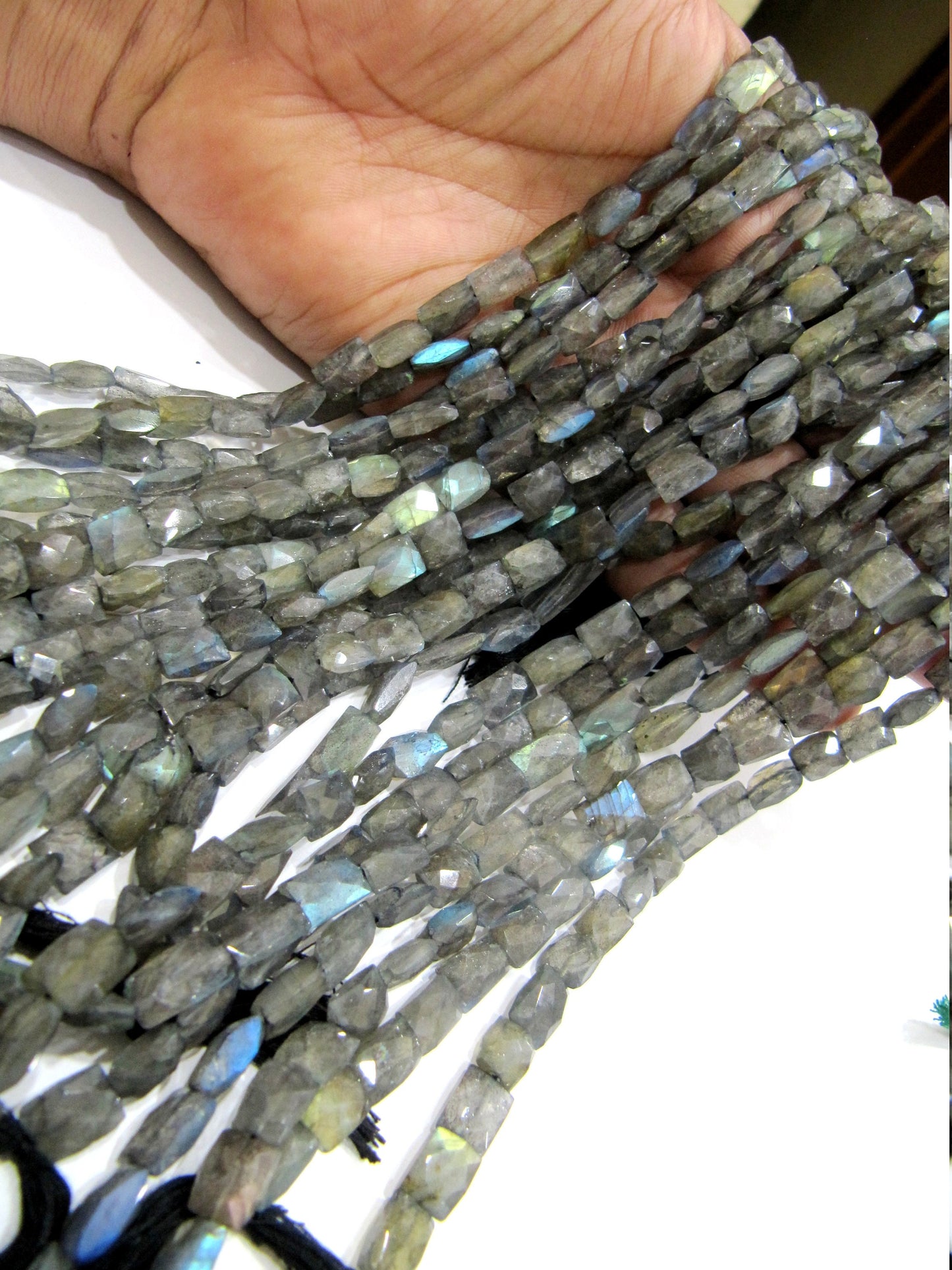 Natural Blue Flashy Labradorite Beads Size 6X8mm Strand 10 inches long Rectangle Cushion Shape Beads Wholesale Prices
