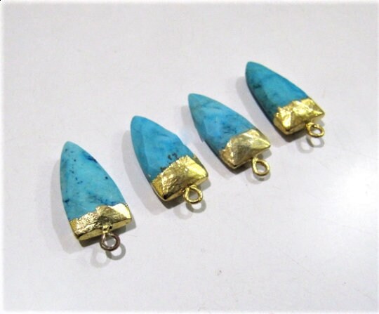 Natural Turquoise Magnesite Bullet Nugget Shape Charm Pendant / Single Loop Slice Stick Cap Pendant / 20 to 25 mm Connector Charm