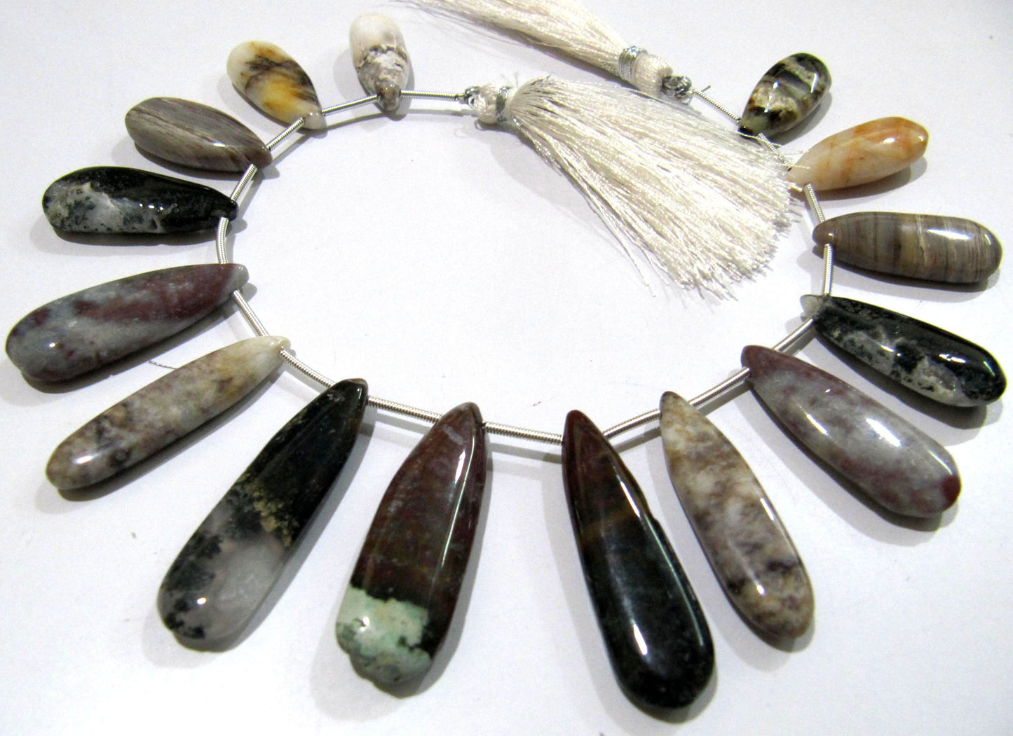 Natural Multi Agate Pear Shape Plain Smooth Briolette beads 10x25mm To 12x20mm Graduated Jewelry Making Strand 8 Inches Long