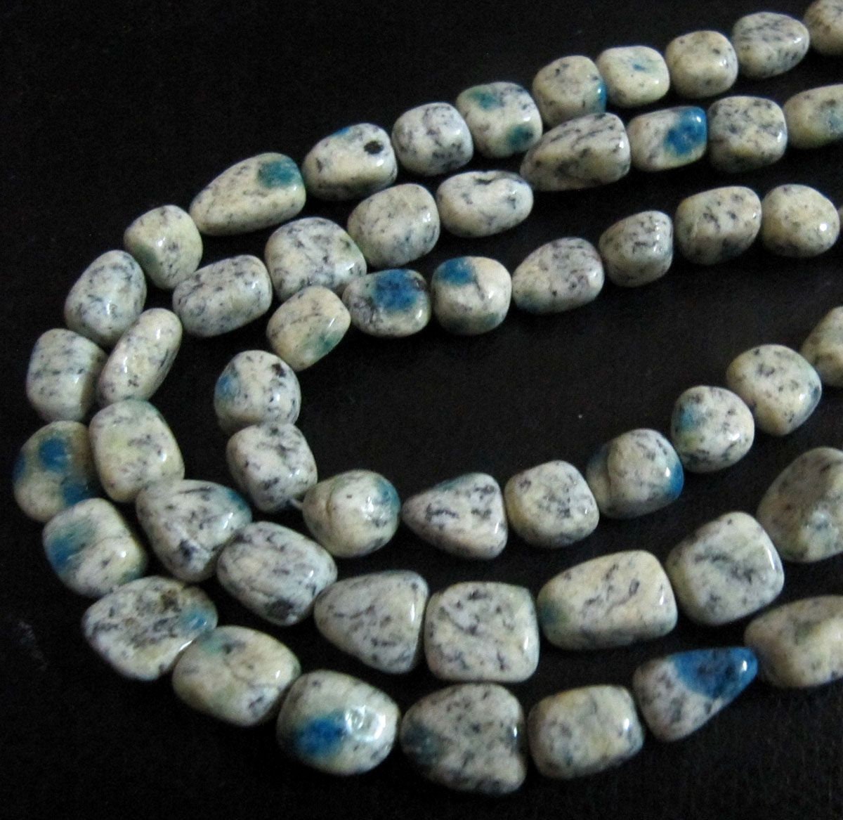 Natural K2 Jasper K2Nite Azurite Granite Nugget Shape Tumbled Plain Smooth 10mm To 12mm Beads Jewelry Making Beads Strand 8 Inches Long