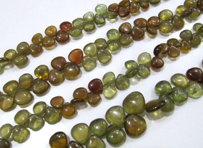 Natural Multi Green Apatite Heart Shape Smooth Plain Briolette 8mm To 10mm Beads Multi Color Jewelry Making Beads Strand 8 Inches Long