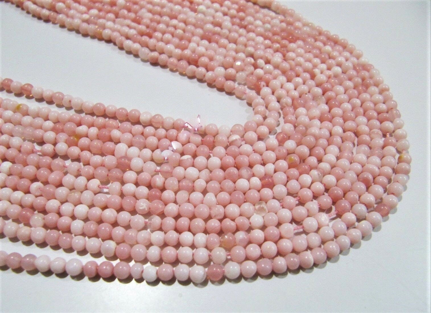 Natural Pink Opal Round Plain Smooth Beads 5-6mm Round Ball Shape Brads Sold Per Strand 13 Inches Long