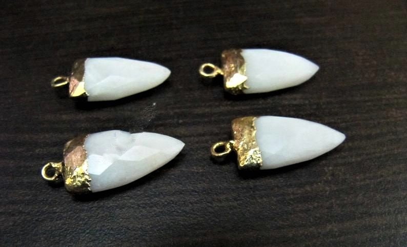 Beautiful White Agate Bullet Nugget Charm Pendant / Single Loop Slice Stick Cap Pendant / 20 to 25 mm Connector Charm sold per piece