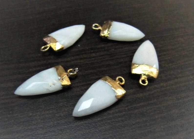 Beautiful White Agate Bullet Nugget Charm Pendant / Single Loop Slice Stick Cap Pendant / 20 to 25 mm Connector Charm sold per piece