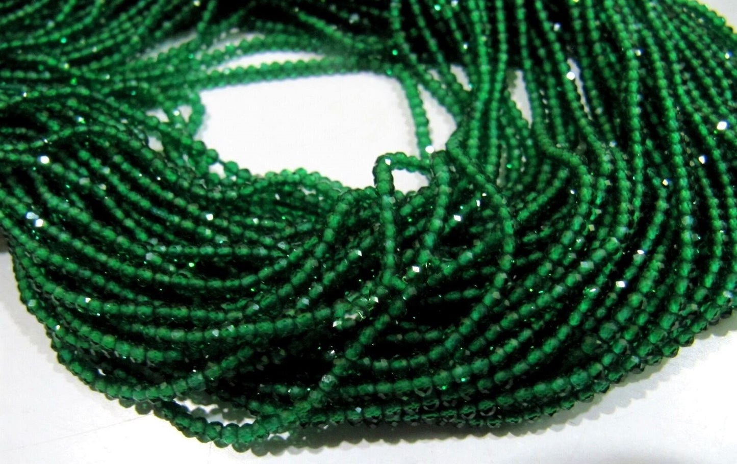 Emerald Round Faceted Beads Perfect 2mm Micro Faceted Lab Created Strand 14 inches long Ball Shape Beads Wholesale Prices