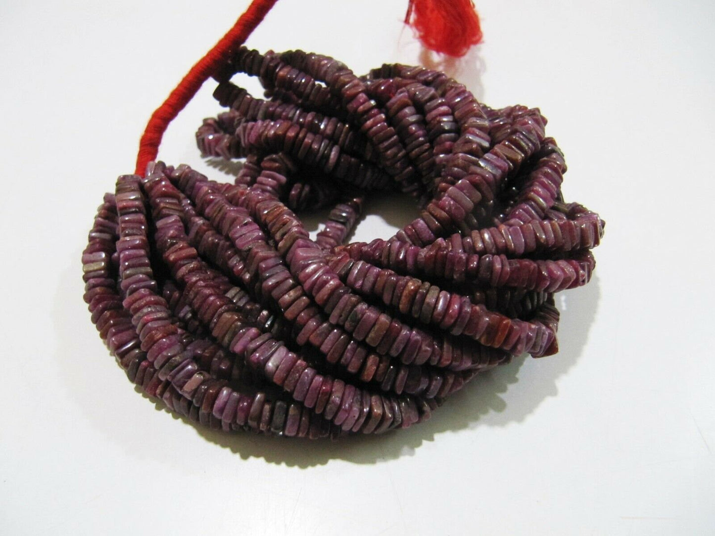 Natural Ruby Heishi Cut Square Shape Beads 5mm Gemstone Beads Strand 8 inch Long Wholesale Prices