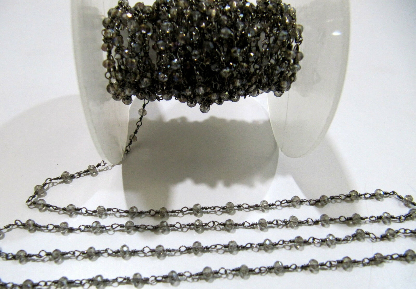 3 Ft-Mystic Labradorite Wire Wrapped Beaded Chain 3-4 mm Size Rondelle Faceted Hydro Quartz Beaded Rosary Chain Wholesale Price