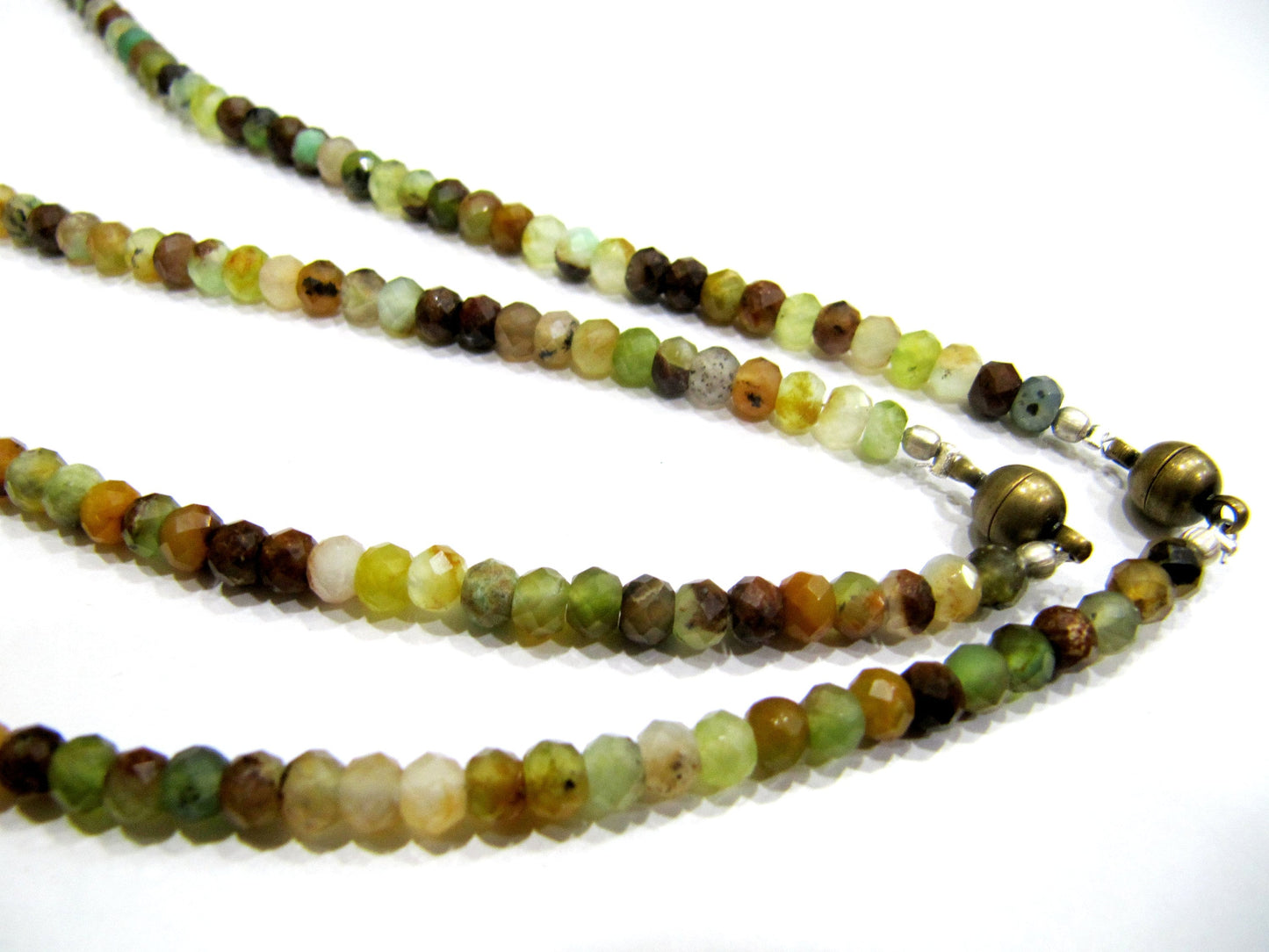 Natural Multi Peruvian Opal Beaded Necklace with Magnetic Clasp Rondelle faceted Beads 4mm best Quality Wholesale Prices
