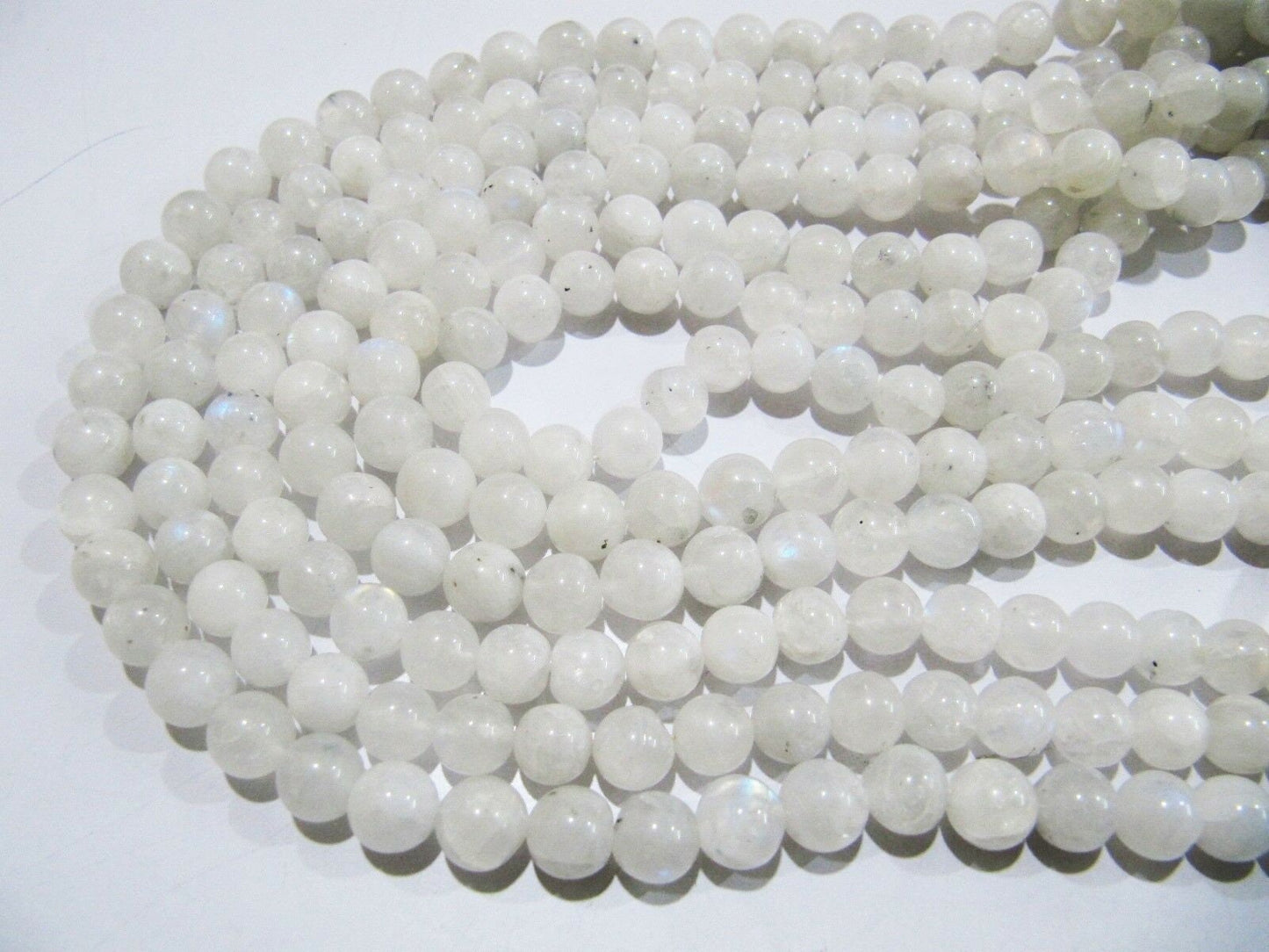 Natural white Rainbow Moonstone Round Ball Shape 8mm Plain Smooth beads Strand 13 Inches Long Gemstone Beads Wholesale Prices