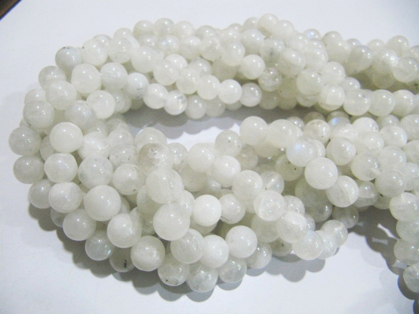 Natural white Rainbow Moonstone Round Ball Shape 8mm Plain Smooth beads Strand 13 Inches Long Gemstone Beads Wholesale Prices