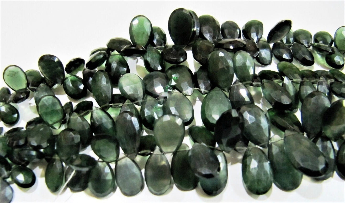 Natural Serpentine Briolette Gemstone Beads Russian Serpentine Faceted Pear Shape Beads 6x8 mm to 16x20 mm Strand 8 to 9 inches long