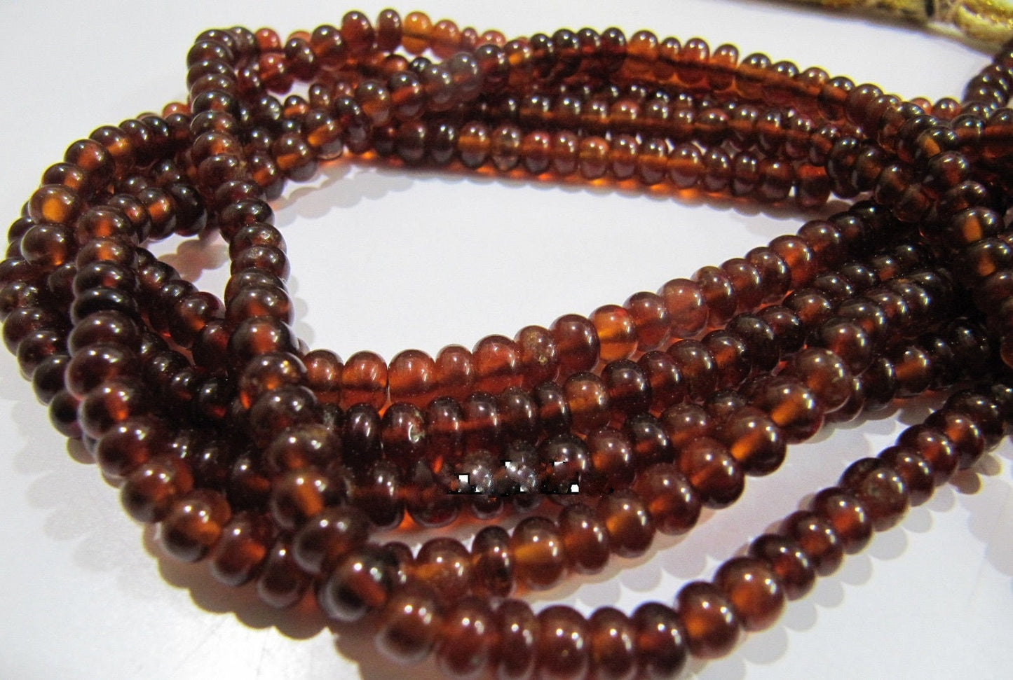 Natural Hessonite Garnet 4-5mm Size Beads plain Smooth Rondelle Shape Hessonite Beads Strand 8 inches Birthstones Beads