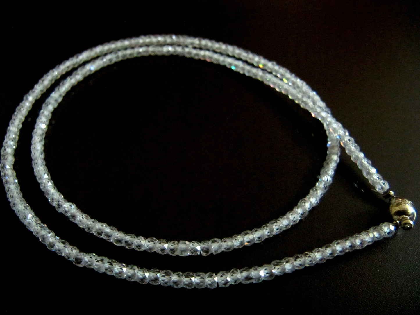White Color Cubic Zirconia Rondelle Faceted 3mm Beaded Necklace Magnetic Clasp Top Quality Wholesale prices CZ Beaded Jewellery